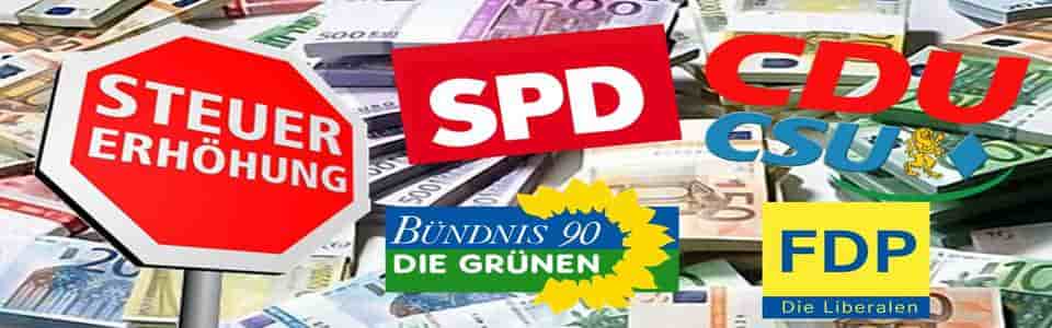 Steuer, Steuererhoehung, CDU, CSU, SPD, FDP, GRUENE, BUENDNIS 90, Reformationstag, Kita, Gebuehren, Grundsteuer