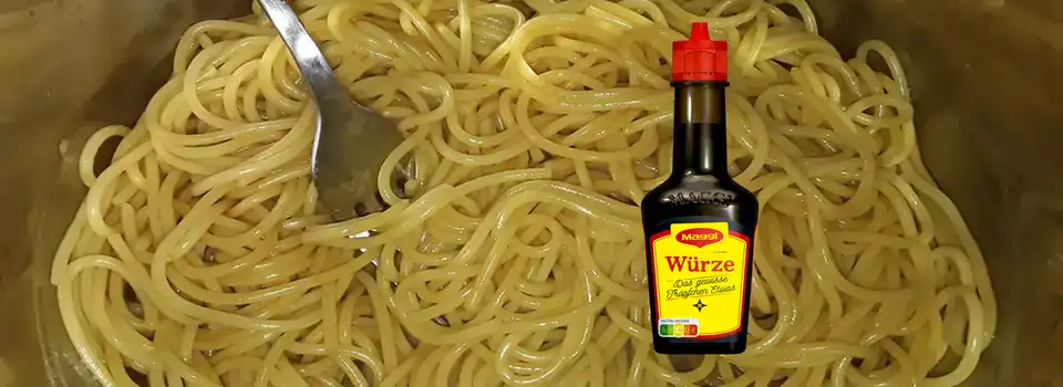 Schnelles veganes Rezept für Spaghetti mit Maggi Flüssigwürze